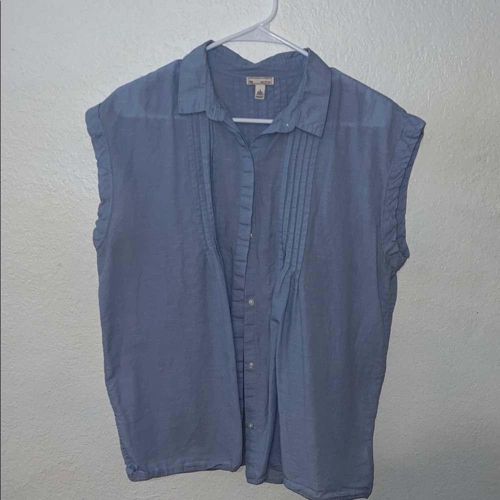 GAP Light Blue Linen Blend Top